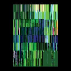 an abstract painting with green and blue stripes