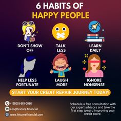 the six habitts of happy people to start your credit repair journey today - click here