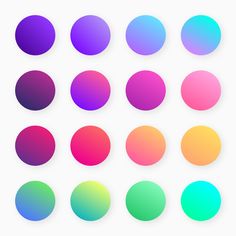 different colored circles on a white background