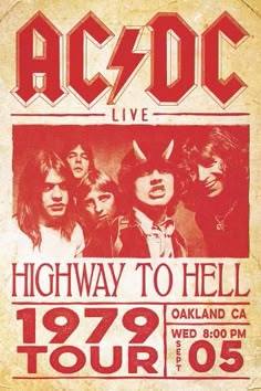 an old concert poster for ac / dc's highway to hell