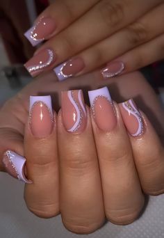 Unghie Sfumate, Purple Acrylic Nails, Lavender Nails, Fancy Nails Designs, Girly Acrylic Nails, French Tip Acrylic Nails, Her Nails, Short Square Acrylic Nails, Acrylic Nails Coffin Short