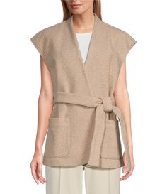 From Preston & York&#x2C; this vest features:V-necklineSleevelessTie-front closureApprox. 27.5" lengthPolyesterMachine wash / dry flatImported. Waist Vest, Dillard's, Preston, Vest Jacket, Blazer Jacket, Jackets & Coats, Blazer, Clothes For Women, Clothes