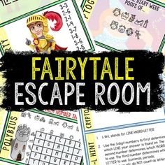 the fairy tale escape room is shown in this graphic file, which includes several activities for children