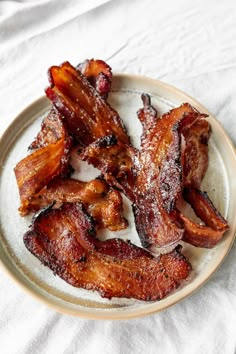 honey pepper bacon on a white plate