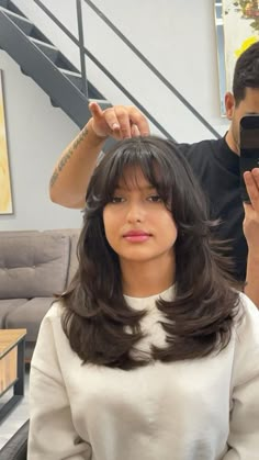 Blown Out Hairstyles, Curtain Bangs Layered, Haircuts Inspiration, Bangs Styling, Bangs Black Hair, Medium To Long Hair, Haircuts For Long Hair With Layers, Butterfly Cut