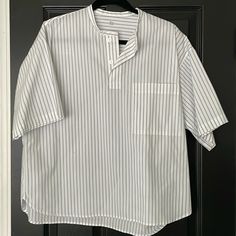 M-L Muji Top In Like New Condition Washed But Never Worn Blue Striped Top, City Boy, Stripe Top, Mens Casual Dress, Mens Casual, Blue Stripes, Casual Dress, Color White, Men Casual