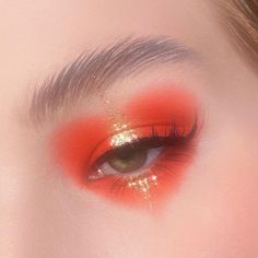 Makeup Tutorials Step By Step, Heart Eyeshadow, Asian Makeup Tutorials, Funky Makeup, Orange Makeup, Cute Eye Makeup, Minako Aino, Ethereal Makeup, Dramatic Makeup