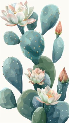 an image of a cactus with flowers on it