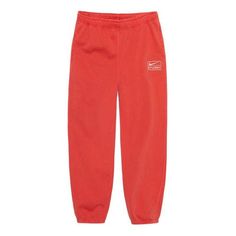 Nike x Stussy Pigment Dyed Fleece Pants 'Habanero Red' FJ9158-642 Nike Red Casual Sweatpants, Casual Red Nike Sweatpants, Nike Red Sweatpants For Loungewear, Nike Red Loungewear Pants, Nike Red Bottoms With Elastic Waistband, Red Nike Cotton Sweatpants, Red Cotton Nike Sweatpants, Red Nike Cotton Bottoms, Nike Red Cotton Bottoms