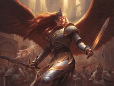 Aurelia, Exemplar of Justice, an art print by Chris Rahn - INPRNT Chris Rahn, Magic: The Gathering, Mtg Art, Angel Warrior, Angels And Demons, Magic Art, Fantasy Inspiration, Fantasy Illustration, Fantasy Artwork