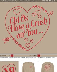 a screen shot of a website page with an image of a heart and the words chios have a crush on you