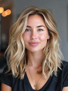 Medium Hairstyles for Fine Hair to Boost Volume Best Hair Length For Fine Hair, Fall Blonde Lob, Women’s Mid Length Haircut, How To Style Fine Medium Length Hair, Mid Length Hair Volume, Blonde Balayage On Medium Length Hair, Medium Length Hair Fine Straight, Medium Length Haircut Side Part Layers, Haircuts That Add Volume Fine Hair