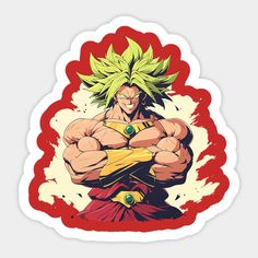 a sticker with the image of gohan on it's chest and arms