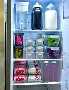 an open refrigerator filled with lots of food