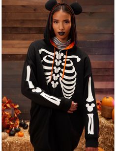 Mickey Mouse Skeleton, Mouse Skeleton, Halloween Mickey Mouse, Skeleton Hoodie, Disney Sweater, Mickey Mouse Head, Her Universe, Tall Hoodies, Halloween Skeleton