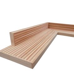 a wooden bench sitting on top of a white background