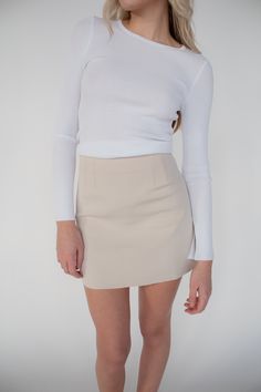 olivia mini skirt – Antilogy Cream Mini Skirt Outfit, Cream Mini Skirt, Cream Skirt, Mini Skirt Dress, Bone Color, Casual Fits, Everyday Fashion, Knit Top, Dress Skirt