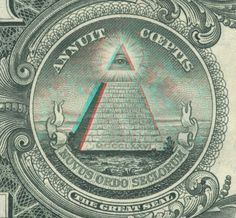 an image of the all seeing pyramid on top of a dollar bill with words below it