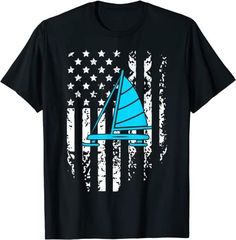 Ice Sailing Captain American Flag Patriotic T-Shirt