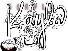 the word kalygo is surrounded by flowers and leaves on a white background with black lettering