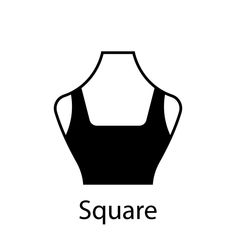 Square of Fashion Neckline Type for Women Blouse, Dress Silhouette Icon. Black T-Shirt, Crop Top on Dummy. Trendy Ladies Square Type of Neckline. Isolated Vector Illustration. T Shirt Crop Top, Women Blouse, Top Cropped, Dress Silhouette, Blouse Pattern, Blouse Dress, Black T Shirt, Neck Designs