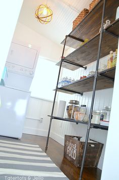 the kitchen is clean and ready to be used as a storage area for food items