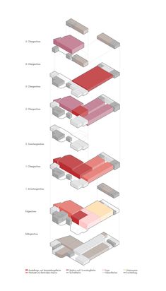 the diagram shows different sections of furniture in various colors and sizes, including pinks, red