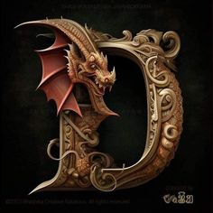 the letter d has a dragon on it