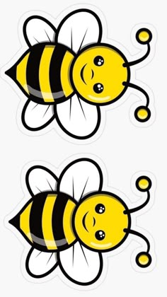 two stickers with the same image as bees, one is yellow and the other is black