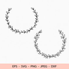 two hand drawn wreaths with leaves on them