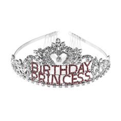 Birthday Crystal Crown Tiara - Embellished With Crystals - Made From Metal - Centerpiece Length: 2 1/2" Crystal Birthday, Crystal Crown Tiaras, Crown Tiara, Princess Tiara, Birthday Princess, Birthday Crown, Crystal Crown, Tiaras And Crowns, Princess Birthday