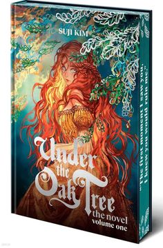 the book cover for under the oak tree, featuring an image of a woman with red hair