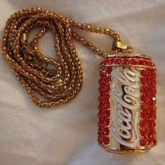 New Without Tags, A Fun Little Piece Of Jewelry For That Coke Lover, Erm Soda Drinking Fiend, I Mean Friend We All Have Non-Smoking Pet-Friendly Household ~ No Returns Offers Welcomed ~ Bundle For Extra Special Super Secret Squishy Sequined Savings! ~Jen Mean Friend, Mean Friends, Coca Cola Can, Golden Red, Super Secret, Golden Chain, Red Crystals, Coca Cola, Lady In Red