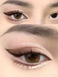 Brown Chinese Makeup, Brown Doe Eye Makeup, Cute Simple Makeup Looks For School, Cat Beauty Face Type, Brown Makeup Looks Eyeshadows, Simple Brown Eye Makeup, Chinese Eye Makeup, Makeup For Asian Eyes, Eye Makeup Korean