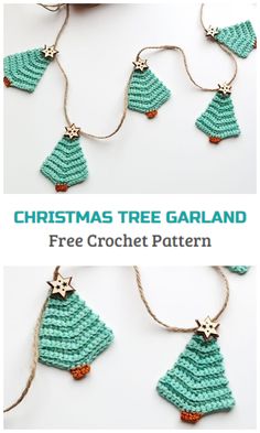 crochet christmas tree garland with free pattern