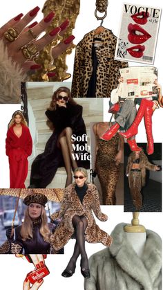 Soft mob wife aesthetic, leopard print and furs , fashion , faux fur, models and icons Aesthetic Leopard Print, Aries Outfits, Rome Outfits, Mob Wives, Mob Wife