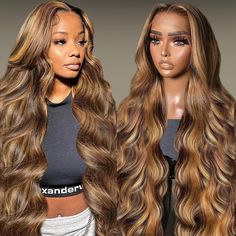 PRICES MAY VARY. 【4/27 Colored Body Wave Lace Front Wigs Human Hair Quality】: This Human Hair Wigs for Black Women Has 180% Density With Natural Hairline, Full, Thick, No Strange Smell. Can Be Dyed, Straightened, Curled and Styled as You Like 【13x4 Curly Lace Front Wig Lace Type】: Highlight Ombre 13x4 Body Wave Lace Front Wig 180% Density with 4 Combs and Adjustable Straps, Elastic Bands Fits Better and is More Comfortable to Wear. The Large Hand Woven Area of 13x4 inch Can do Any High Ponytail& Fall Wigs For Black Women, Wavey Curls, Ombre Lace Front Wig, Ombre Lace Front, Curls Hair, Ombre Lace, Lace Frontal Wigs, Glueless Wigs, Lace Front Wigs Human Hair