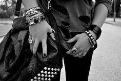 black and white Styl Grunge, Scene Girl, Studs And Spikes, Diesel Punk, Rocker Girl, Stud Fashion, Hipster Outfits, Psychobilly, Rocker Chic