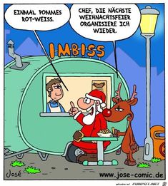 a cartoon depicting santa claus and his reindeer in an airstream with the caption i amboss