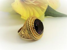 "Classic ring with a large amethyst. Such rings are traditionally called «bishop ring\". Since each time, according to the order, the ring is made from zero, it can be personalized. Amethyst quality AAAA, diameter 19mm. 18K Gold. Diameter of the ring is 30mm. Weight 39g. Diamonds quality VS2 - 0.91Ct. 14k Gold, weight 30g. Sizes from 9 (18.9мм) to 13 (22.4mm)." Bishop Ring, Amethyst Gem, Orange Sapphire, Original Jewelry, Silver Band Ring, 14k Gold Ring, Men's Ring, Classic Ring, Men's Rings