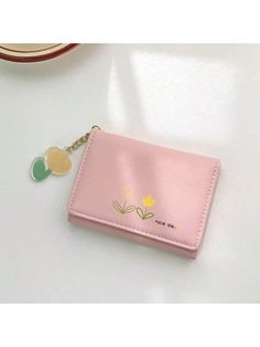 New Arrival Cute Short Wallet For Girls, Students, Ins Style Thin Women Purse And Teenage Girls Heart Baby Pink    Pu Letter,Plants Small Wallet   Wallets & Cardholders, size features are:Bust: ,Length: ,Sleeve Length: Cute Pink Small Handbag, Pink Wallets For Women, Soft Pink Wallet, Pink Wallet Women, Aesthetic Wallets For Women, Pretty Wallet, Wallets For Girls, Wallet Cute, Stylish Petite