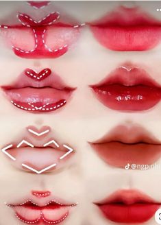 Cute Easy Makeup Looks, Makeup Ideas Korean, Korean Lipstick, Asian Makeup Tutorials, Korean Lips, Drag Make-up, Lip Tutorial, Simple Makeup Tips, Makeup Books