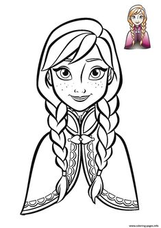 the frozen princess coloring page for girls with long hair and braids on her head