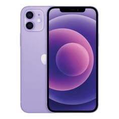 the new iphone 12 is shown in purple and has an image of a circular object on it