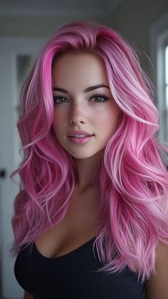 Hot Pink Balayage, Balayage Pink Hair, Balayage Pink, Pink And Blonde Hair, Blonde Hair Highlights, Highlights Subtle, Pink Balayage, Pink Hair Ideas