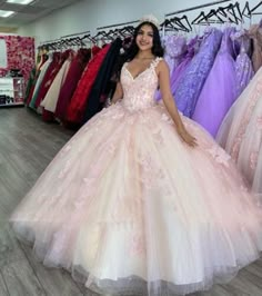 (eBay) Find many great new & used options and get the best deals for Princess Pink Quinceanera Dresses Butterflies Sweet 15 16 Prom Party Ball Gown at the best online prices at eBay! Free shipping for many products! Quince Dresses Pastel, Debut Dresses Filipino Pink, Quinceanera Dresses Butterflies, Pink Butterfly Quinceanera Dress, Baby Pink Quince Dress, Coquette Quince, Pink Quinceanera Ideas, Aurora Quince, Light Pink Quince Dresses