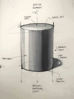 a drawing of a metal container with its parts labeled in english and french, on a white background