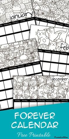 the free printable calendar for children to color