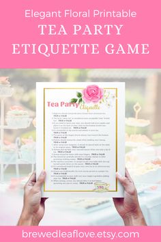 a tea party etiquette game with pink roses