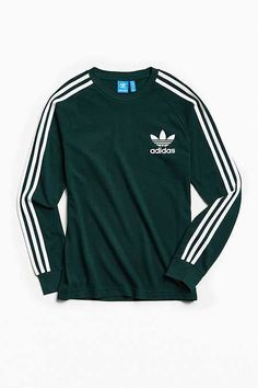 Adidas Set, Men Adidas, Men's Graphic Tees, Adidas Retro, Black Men Street Fashion, Men Street Fashion, Striped Long Sleeve Tee, Adidas Fashion